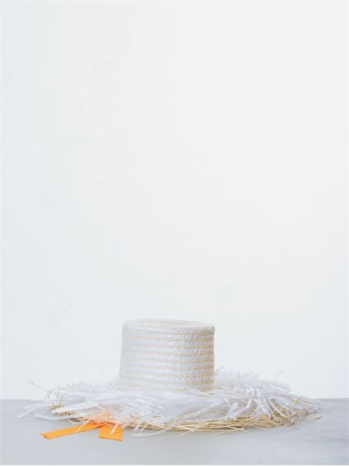 Woman white straw hat with ribbon SENSI STUDIO | 2602O